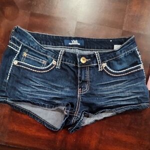 YMI Dark Blue Denim Jean Shorts with Contrast Stitching